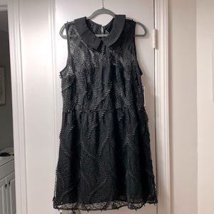Nanette Lepore cocktail dress - black- sheer with built in slip Size 16